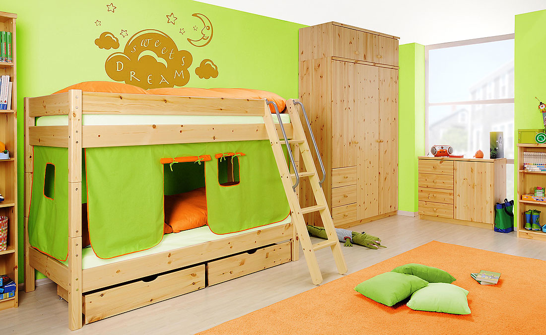 Kinderzimmermöbel Kiefer massiv Natur lackiert